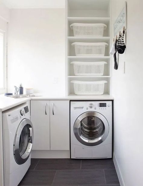 16+ Brilliant Small Functional Laundry Room Decoration Ideas - lmolnar Corner Storage Laundry Room, Laundry Room Design Corner, Small Corner Laundry Room Ideas, Laundry Corner Sink, Laundry Corner Small Spaces, Laundry Room Corner Sink, Corner Laundry Sink, Small Laundry Corner, Small Square Laundry Room