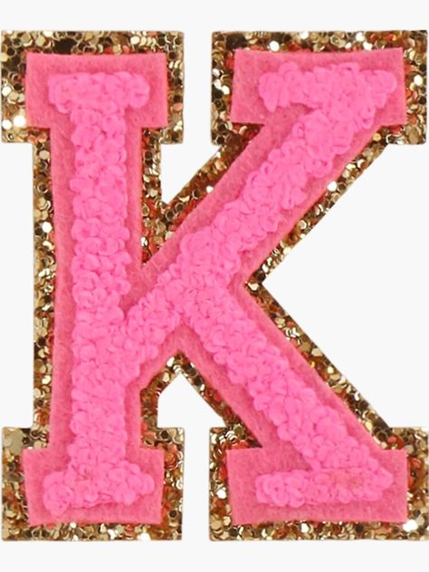 Letter Patches, Varsity Letter, Stoney Clover Lane, Stoney Clover, Letter K, Glitter, Pink, Gold, Design