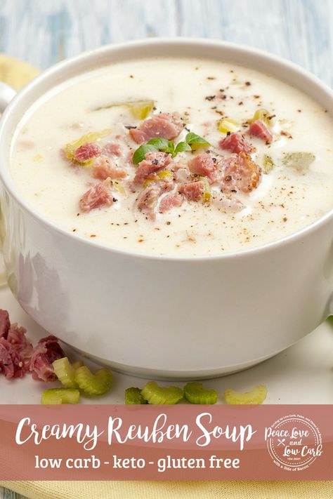 Reuben Soup Recipe, Creamy Reuben Soup, Reuben Soup, Classic Reuben Sandwich, Casserole Ideas, Low Sugar Diet Recipes, Peace Love And Low Carb, Sauerkraut Soup, Keto Soups