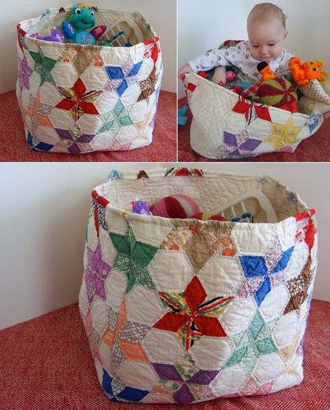 Recycle Quilts Ideas, Repurposed Old Quilts Ideas, Old Quilts Repurposed Sewing Projects, Vintage Quilt Scrap Projects, Repurpose Old Quilts Ideas, What To Do With Old Quilts Upcycle, Recycle Old Quilts Ideas, Pillows From Old Quilts, Things To Do With Old Quilts