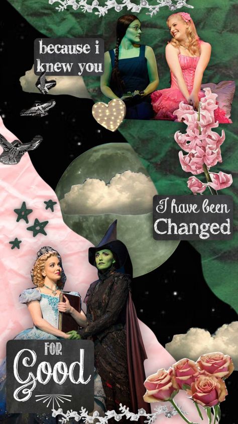 Wicked #wickedmusical #wicked #wickedwitch #wickedthemusical #music #musical #broadway #vintage #collage #elphaba #glinda #galina Musical Theatre Collage, Wicked Musical Wallpaper, Wicked Collage, Wicked Musical Fanart, Wicked Musical Aesthetic, Wicked Musical Broadway, Wicked Musical Quotes, Wicked Book Series, Wicked Aesthetic