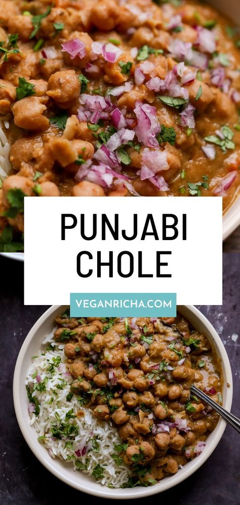 Punjabi chole is a North Indian chickpea curry with a unique and delicious blend of flavors. In this Instant Pot Punjabi chole, the beans cook in the Instant Pot in the sauce until they melt in your mouth! Serve with rice, naan, or flatbread. Indian Chickpea Curry, Punjabi Chole, Sweet Potato Lentil Curry, Chole Recipe, Butternut Squash Curry, Chole Masala, Vegan Instant Pot Recipes, Instant Pot Cookbook, Punjabi Food