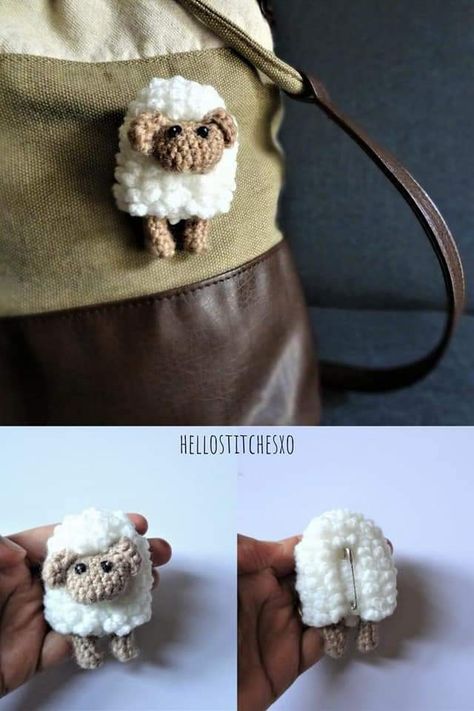 Crochet Brooch Pattern, Brooch Pattern, Crochet Bookmark Pattern, Crochet Sheep, Debbie Macomber, Crochet Brooch, Pola Amigurumi, Claw Machine, Cute Sheep