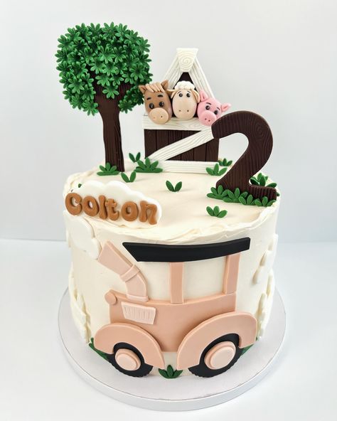 LOVED making this farm themed 2nd birthday cake!! #customcake #buttercreamcake #buttercream #fondant #farmcake #tractorcake #farmanimals #cakedecorating #cakedesign #cakeart #cakeartist #cakedecorator #birthday #birthdaycake #farmbirthday #secondbirthday #cottagebakery #smallbusiness #smallbusinessnj #baker #njbaker #njcakes #njdesserts Tractor Cake, 2nd Birthday Cake, Buttercream Fondant, Farm Cake, 2 Birthday Cake, Farm Birthday, Buttercream Cake, Cake Art, Custom Cakes