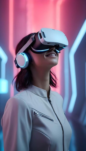 Futuristic Landscape, Happy Future, Neon Background, Retro Tech, Neon Backgrounds, Virtual Reality Headset, Vr Headset, Virtual Reality, Headset