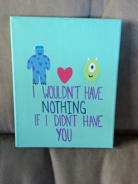 Monsters Inc. Canvas by EastCoastCanvas on Etsy Disney Canvas Art, Disney Canvas, Friend Painting, Disney Paintings, Bff Birthday Gift, Bff Birthday, Simple Canvas Paintings, Cute Canvas Paintings, Cute Birthday Gift