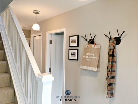 Colour Review: Edgecomb Gray, Benjamin Moore Beige Hallway, Hallway Paint Colors, Bright Paint Colors, Light Grey Paint Colors, Light Paint Colors, Hallway Paint, Trim Paint Color, Edgecomb Gray, White Stairs