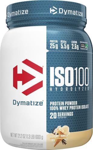 Dymatize ISO100 Gourmet Vanilla Protein Powder (20 Servings) Scientifically formulated with fast-digesting hydrolyzed whey protein isolate 25 grams of protein, which includes 5.5 grams of branched-chain amino acids (BCAAs), & 2.6 grams of Leucine per serving Zero grams of fat and less than 1 gram of sugar per serving. Gluten free with less than 1g lactose Protein Muffin Recipes, Protein Ice Cream Recipes, Protein To Build Muscle, Fitness Men, 100 Whey Protein, Whey Isolate, Protein Shake Recipes, Whey Protein Powder, Whey Protein Isolate