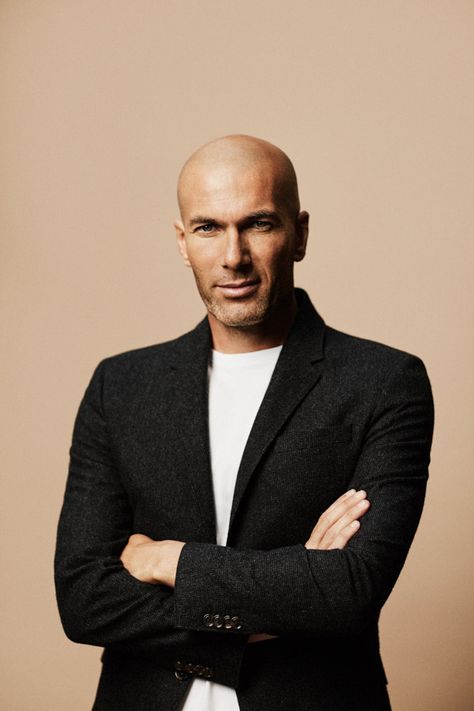 Zidane for Mango Bald Man Portrait, Bald Man Portrait Photography, Leather Jacket Men Style, Bald Man, Fc Chelsea, Male Models Poses, European Soccer, Corporate Portrait, Zinedine Zidane