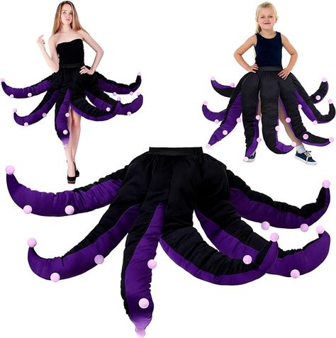 Amazon.com: Funtery Women Octopus Costume Black Purple Octopus Dress Long Tentacles Witch Halloween Costume for Adult Halloween (47.2 Inch) : Clothing, Shoes & Jewelry Halloween Octopus, Sea Witch Costume, Ursula Cosplay, Octopus Dress, Octopus Costume, Ursula Costume, Purple Octopus, Villain Costumes, Cartoon Cosplay