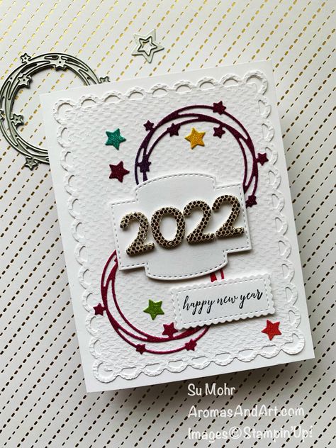 Homemade Happy New Year Cards, New Year Cards Handmade, New Year Card Making, New Year Card Design, Scrappy Cards, Happy Holiday Cards, Happy New Year Cards, Paper Wall Hanging, Wall Hanging Crafts