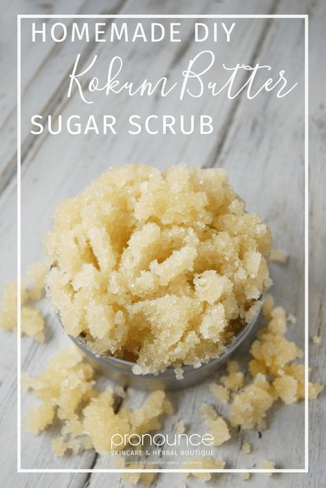 DIY Kokum Butter Sugar Scrub Make Sugar Scrub, Hand Scrub Diy, Hand Scrub Homemade, Scrub At Home, Scrub Recipe Diy, Easy Sugar Scrub, Salt Scrub Recipe, Diy Sugar Scrub Recipe, Body Scrub Recipe