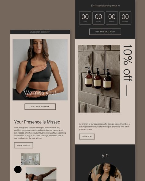 MADE WITH CALM IN MIND. Here’s to getting your customers coming back for more. We know emails can sometimes feel a bit boring, but with Flodesk, you can now create + send beautiful emails all in-the-one platform. ✨ We’ve crafted beautiful, easy-to-use email templates for all your flows, so you can effortlessly set them up and start welcoming more people through your doors. Made for @flodesk, our HELSINKI bundle was designed for studios and creatives in mind. I can’t wait to see how you ma... Email Marketing Design Layout, Newsletter Design Layout, Email Newsletter Design, Email Marketing Design, Vinyasa Flow, Yoga Community, Newsletter Design, Crafts Beautiful, Email Campaign