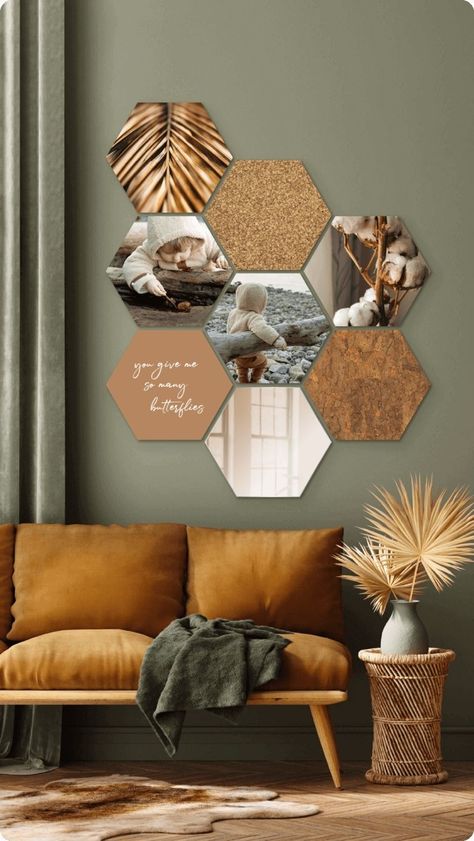 Hexagon Decor, Teenager Bedroom Design, Picture Tiles, Unique Gallery Wall, Personal Gifts, Hallway Designs, Christmas Interiors, Photo Tiles, Hallway Ideas Colour