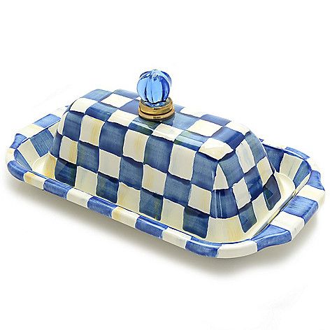 MacKenzie-ChildsHand-Decorated Enamelware Butter Dish Ceramic Butter Dish Painting Ideas, Enamelware Decor, Fresh Butter, Cozy Kitchens, Old Fashioned Kitchen, Ceramic Butter Dish, Dining Ideas, Courtly Check, Random Aesthetics