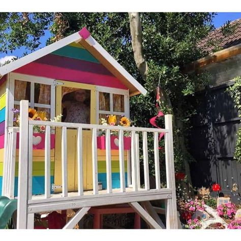 10 Best Wooden Playhouses 2019 Playhouse Decorating Ideas, Playhouse Paint Ideas, Rainbow Playhouse, Painted Playhouse, Large Playhouse, Kids Wooden Playhouse, She Shed Decorating Ideas, Outdoor Playscapes, Playhouse Decor