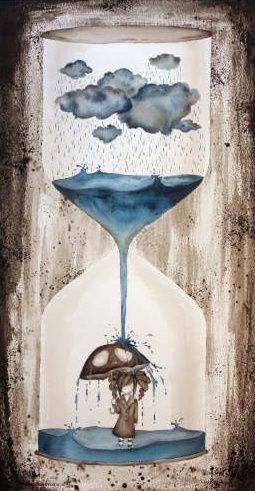 sablier2 Mushroom Cloud, Water Illustration, Hourglasses, Rain Rain, Hour Glass, Ink Painting, 404 Page Not Found, Art Works, Painted Rocks