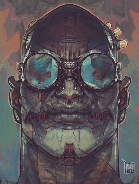 Chinese Art Painting, Arte Cyberpunk, Cyberpunk Art, Sci Fi Fantasy, Old Man, Horror Art, Creature Art, Frankenstein, Dark Fantasy Art