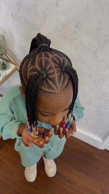 3 Ponytail Hairstyle Black Kids, Kiddie Braid Styles, 3 Braided Ponytail, Kid Ponytail Hairstyles Black, Braided Ponytail Hairstyles Black Kids, Kids Braided Ponytail, Knotless Plaits, White Girl Braids, Plaits Braids