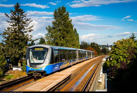 RailPictures.Net Photo: 405 Translink Skytrain Innovia Metro 300 (Bombardier) at Burnaby, British Columbia, Canada by Ted Harrison Burnaby British Columbia, The Canadian Train, Metro Rail, Metro System, Trans Canada Highway, Cn Railroad Canadian National Railway, Rapid Transit, Rail Transport, Transiberian Railway