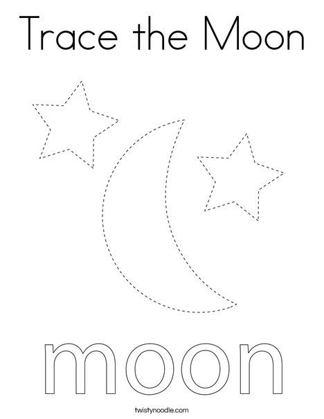 Trace the Moon Coloring Page - Twisty Noodle Moon Worksheets For Preschool, Space Tracing Worksheets, Moon Worksheets For Kids, Moon Crafts Preschool, Moon Activities For Toddlers, Moon Activities For Preschool, Day And Night Activities Preschool, Goodnight Moon Activities, Moon Worksheet