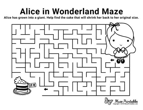 Free printable Alice in Wonderland maze. Download the maze and solution at https://museprintables.com/download/maze/alice-in-wonderland/ Alice In Wonderland Maze, Alice In Wonderland Activities For Kids, Alice In Wonderland Activities, Daycare Worksheets, Teacup Template, Alice In Wonderland Games, Free Printable Activity Sheets, Children Worksheets, Alice In Wonderland Mushroom