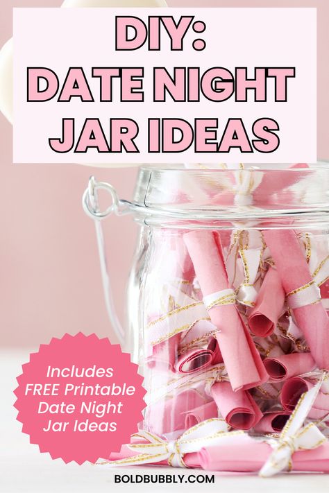 date night jar ideas 100 Date Ideas Jar, Date Idea Jar Diy, Date Night Cards Ideas, Date Jar Ideas Couples Popsicle Sticks, Dollar Store Date Night, Date Night Jar Ideas Diy, Date Night Jar Ideas, Baecation Ideas, Romantic Bubble Bath