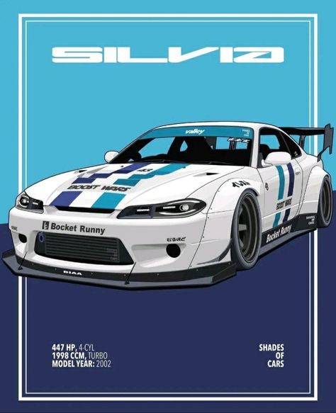 Shades Of Cars, Silvia S15, New Illustration, Cool Car Drawings, Best Jdm Cars, Drifting Cars, Car Artwork, Nissan Silvia, Street Racing Cars