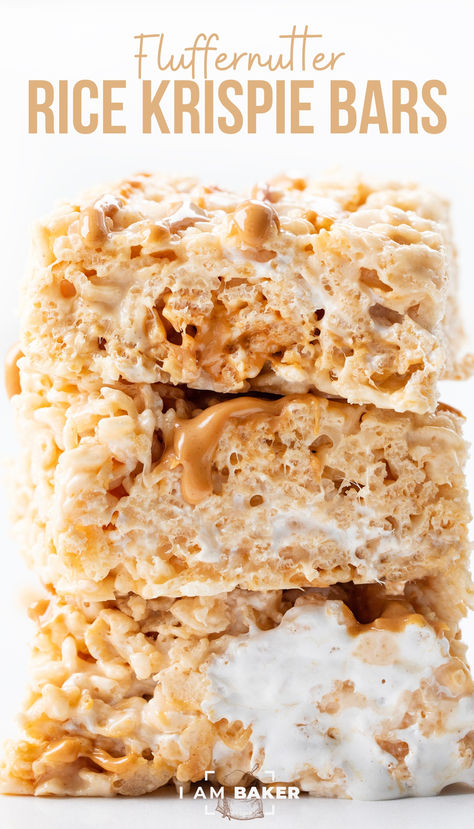 Fluffernutter Rice Krispie Bars are the ultimate treat for anyone who loves the classic combination of peanut butter and marshmallows. The bars are the perfect blend of crispy Rice Krispies cereal, creamy peanut butter, and gooey marshmallows. Fluffer Nutter Rice Krispie Treats, Peanut Butter Rice Crispy, Peanut Butter Rice Crispy Treats, Peanut Butter Rice Crispies, Crispy Treats Recipe, Rice Krispies Cereal, Peanut Butter Rice Krispie Treats, Rice Krispie Bars, Crispy Recipes