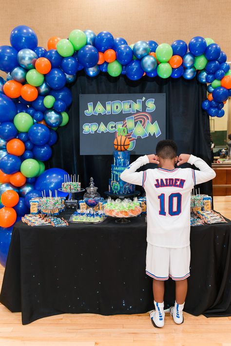 Space jam jersey , space jam party decor Space Jam Theme Birthday Party, Space Jam Decorations, Space Jam Party Ideas, Space Jam Birthday Party Ideas, Space Jam Birthday Party, Space Jam Party, Space Jam Birthday, Candy Bar Comunion, Space Jam Jersey