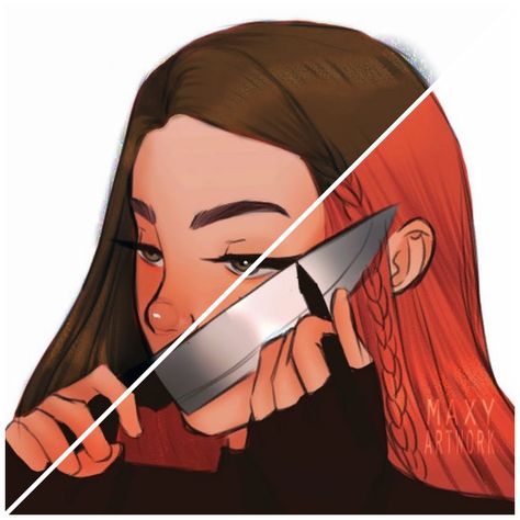 Knife Eyeliner, Girl With Knife, Stomach Drawing, Drawing Eyeliner, Silly Poses, Knife Drawing, Makeup Drawing, Nail Drawing, Fotos Aesthetic