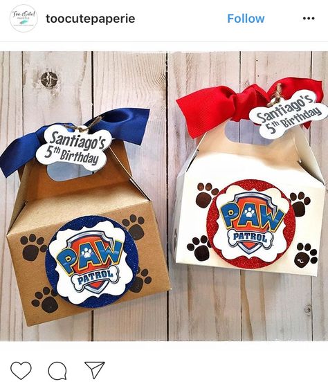 Cajitas de dulces Paw Patrol Candy Bags Ideas, Paw Patrol Party Goodie Bag Ideas, Paw Patrol Treat Bags, Paw Patrol Party Boxes, Paw Patrol Goodie Bags Ideas, Paw Patrol Birthday Favors, Paw Patrol Loot Bag Ideas, Paw Patrol Favor Boxes, Paw Patrol Gable Boxes