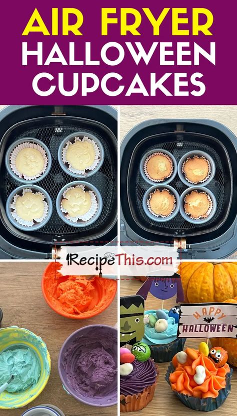 Air Fryer Easy Halloween Cupcakes Simple Halloween Cupcakes, Easy Halloween Cupcakes, Air Fryer Easy, Halloween Food Cupcakes, Air Fryer Wings, Philips Air Fryer, Buttercream Decorating, Air Fryer Fish, Easy Halloween Food