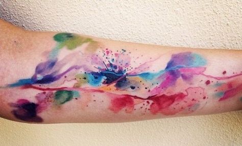 watercolor tattoos Grandfather Tattoo, Watercolour Tattoos, Tattoo Trend, Tato Lengan, Geniale Tattoos, Tatuaje A Color, Painting Tattoo, Home Tattoo, Ink Master