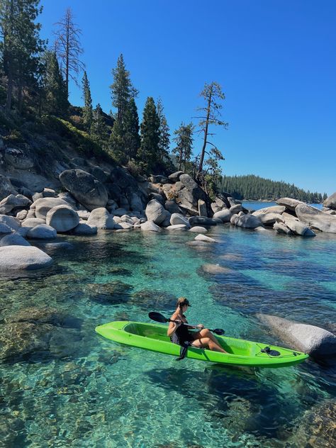 Clear Kayak, Float Therapy, Blue Lake, Dream Vacation, Bday Ideas, Green Trees, Lake Tahoe, Photo Inspo, Blue Water