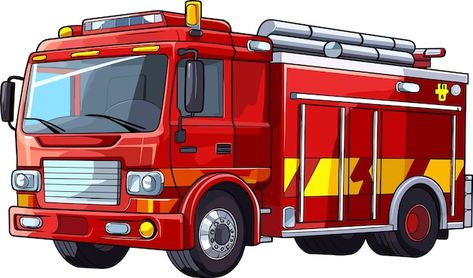 Firetruck Clip Art, Fire Truck Cartoon, Firefighter Clipart, Firefighter Party, 1st Birthday Cakes, Fire Fighters, Truck Art, Fire Fighter, Children Book