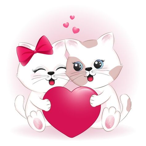 Joli Couple Chat Et Coeur Concept De La ... | Premium Vector #Freepik #vector #chat-amour #couple-dessin #mignon #chat-dessin Couple Chat, Quick Kids Crafts, Valentines Toppers, Happy Valentines Day Pictures, Couple Cat, Animal Hugs, Valentines Day Drawing, Cat Template, Cute Clock