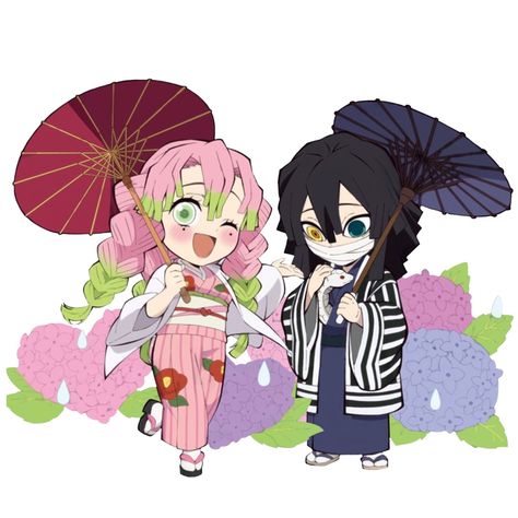 Iguro And Mitsuri, My Fantasy World, Anime Crossover, I Want To Be, Cute Chibi, Anime Ships, Kimetsu No Yaiba, I Pray, Anime Poses