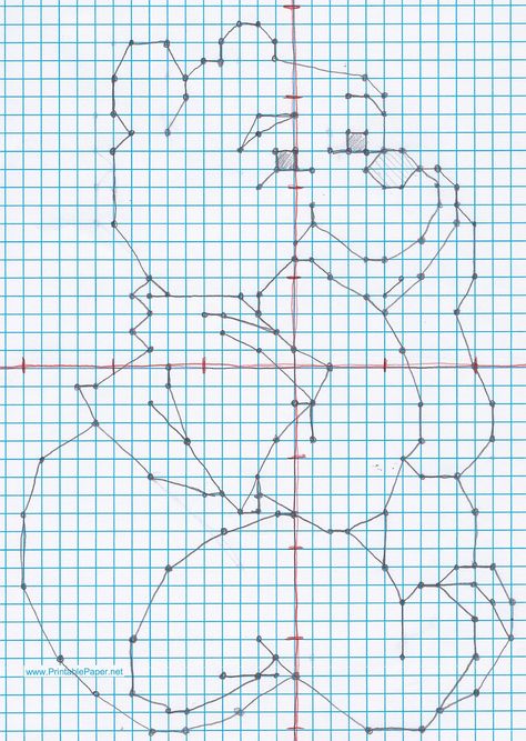 Graph Art Easy, Coordinate Plane Graphing Easy, Cartesian Plane Drawing With Coordinates, Drawing Pooh, Mickey Mouse Stencil, Coordinate Plane Pictures, Graph Drawings, Cartesian Plane, Graph Drawing