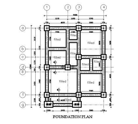 Foundation plan of 8x12m residential house plan is given in this Autocad drawing file. This is single story building. Building Foundation Drawing, Structure Drawing Building, Foundation Layout Plan, Architectural Structure Drawing, Construction Plan Drawing, Building Structure Drawing, Small Residential Building Plan, Building Architecture Design Drawing, Building Foundation Construction