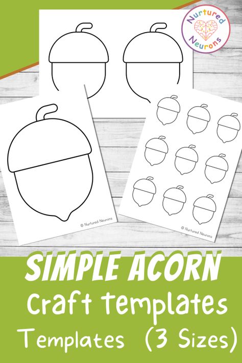 Printable Acorn Templates (3 Different Sizes) - Nurtured Neurons Acorn Template, Phonics Printables, Writing Printables, Fall Coloring, Acorn Crafts, Fall Coloring Pages, Fun Games For Kids, Holiday Printables, Printable Crafts