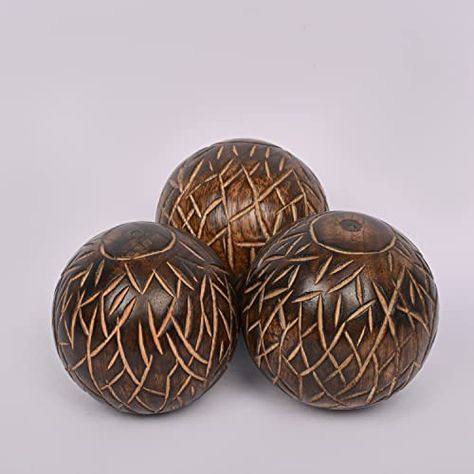 Samhita Decorative Mango Wood Round Balls Set of 3 for Home Decor Modern Decorative Balls for Living Room, Bedroom, Kitchen, Bathroom, Office. Africa Decor, Decorative Balls, Painting Birthday, Rustic Bowls, Home Decor Modern, Ball Decorations, Bathroom Office, Dresser Decor, Table Top Display