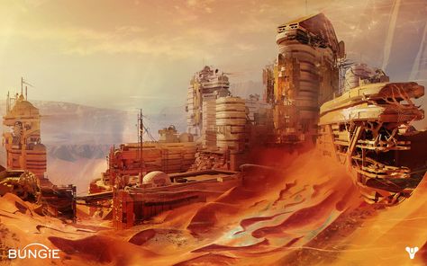 Mars by Bungie - Imgur Rise Of Iron, Sf Wallpaper, Mars Mission, Destiny Game, Sci Fi Environment, Game Concept Art, Futuristic City, Matte Painting, Environment Design