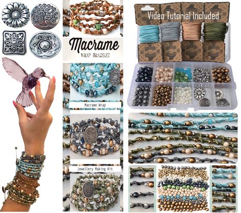 Stretch Beaded Bracelets Diy, Beads Macrame, Macrame Jewellery, Diy Friendship Bracelet, Lampwork Bead Jewelry, Bracelet Craft, Roman Jewelry, Boho Items, Bracelet Kit