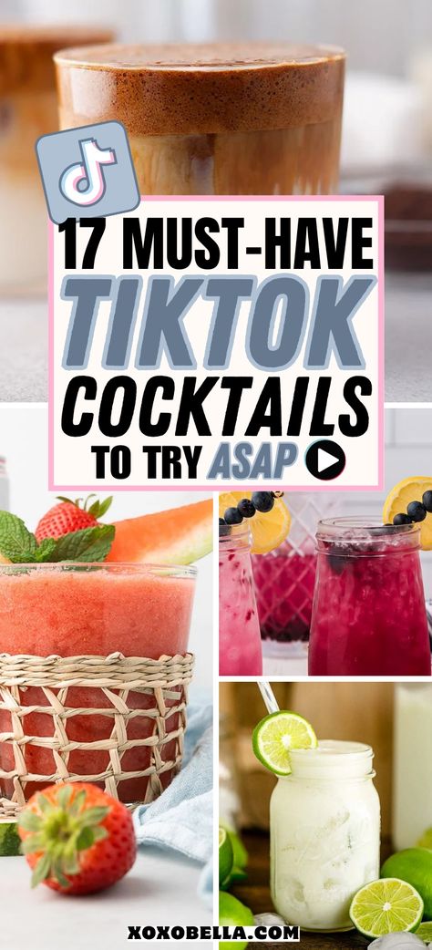 Tik Tok Drinks Alcohol, Trending Cocktails 2024, Creative Cocktail Recipes, Tiktok Cocktails, Trending Drinks, Alcoholic Lemonade Drinks, Trendy Cocktails, Sweet Mixed Drinks, Fun Cocktail Recipes