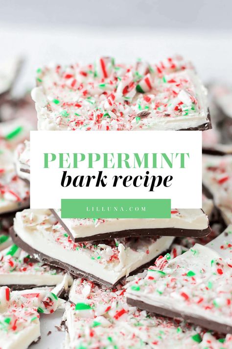 This peppermint bark recipe requires just a few ingredients to make this holiday classic. Top with crushed candy canes, toffee bits, or nuts! #chocolate #marblebark #peppermintbark #candybark #christmascandy #peppermint Peppermint Bark Recipe, Homemade Peppermint Bark, Peppermint Treats, Peppermint Bark Recipes, Peppermint Recipes, Holiday Baking List, Oreo Fudge, Best Christmas Cookie Recipe, Peppermint Brownies