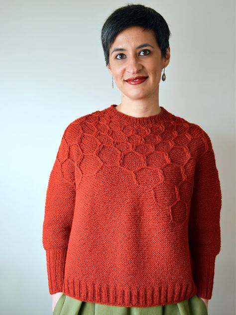 Honey Sweater, Andrea Mowry, Sweater Knitting Pattern, Honeycomb Pattern, Sweater Knitting Patterns, Sweater Pattern, First Look, Knitting Pattern, Knit Top