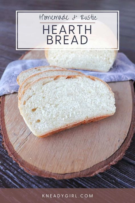 Make a quick and delicious loaf of homemade bread with my hearth bread recipe. This easy recipe is perfect for beginners and advanced bakers alike and doesn't even require a bread pan. Hearth Bread Recipe, Hearth Bread, Basic Bread Recipe, Savory Bread Recipe, Homemade Bread Recipe, Baking For Beginners, Homemade Baked Bread, Homemade Bread Recipes Easy, Bread Pan