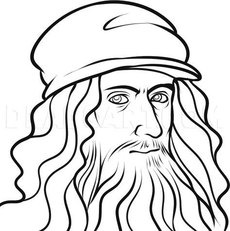 How To Draw Leonardo Da Vinci, Leonardo Da Vinci, Step by Step, Drawing Guide, by Dawn - DragoArt Leonardo Da Vinci Dibujos, Italian Worksheets, Art Homeschool, Botticelli Art, Art Beginners, Art Class Ideas, Art Curriculum, Simple Pictures, Homeschool Art