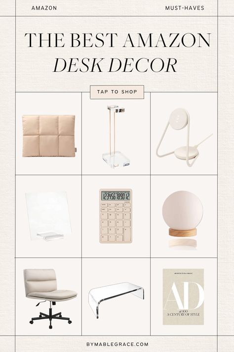 7 Desk Organization Ideas from Amazon You'll Obsess Over - by mable grace What To Put In Decorative Baskets, Amazon Desk Decor, Desk Decor Ideas Office, Amazon Desk, Desk Organization Ideas, Work Desk Organization, Affordable Desk, Cool Office Desk, Work Desk Decor